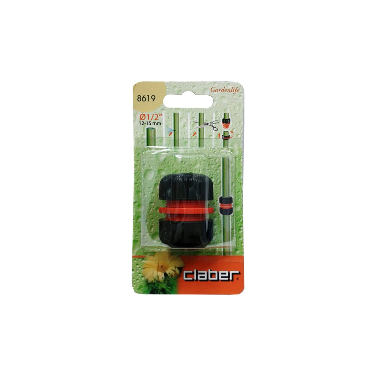 CLABER 8619 HOSE CONNECTOR 1/2'' BLISTER
