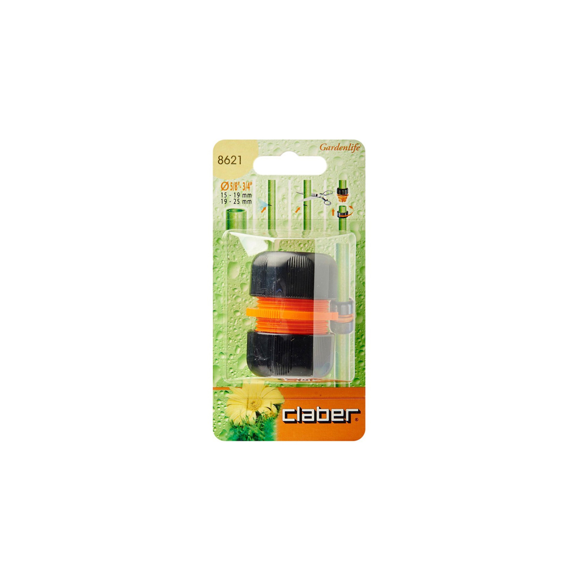 CLABER 8621 HOSE CONNECTOR 5/8''-3/4" BLISTER