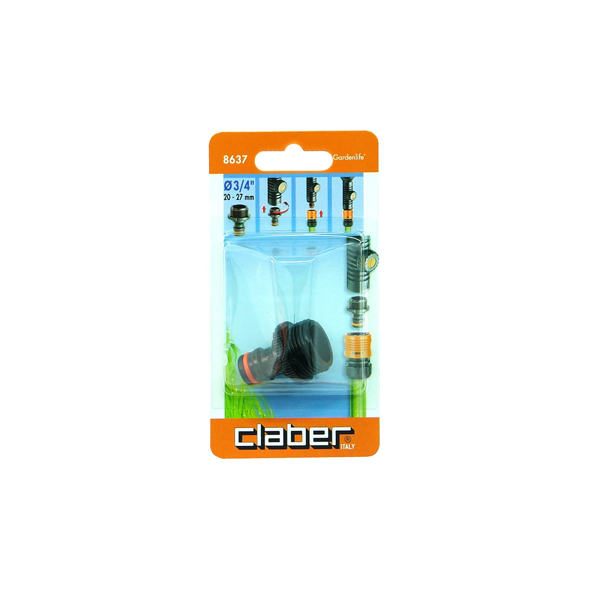 CLABER 8637 SPRINKLER CONNECTOR  3/4" MALE BLISTER