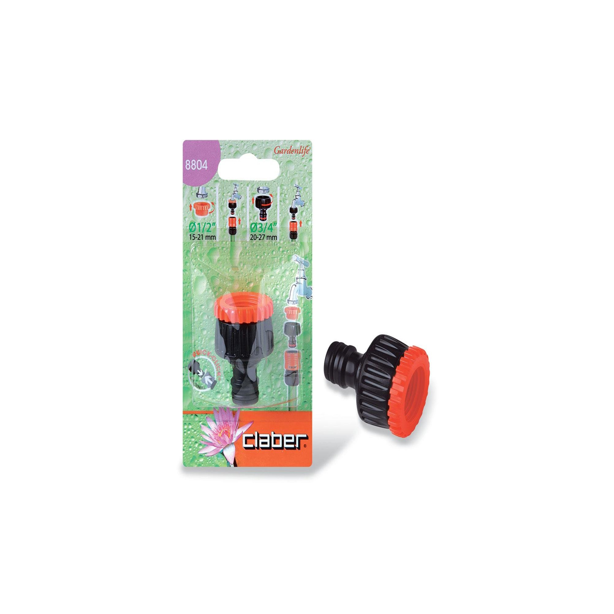 CLABER 8804 TAP CONNECTOR  3/4''-1/2'' BLISTER