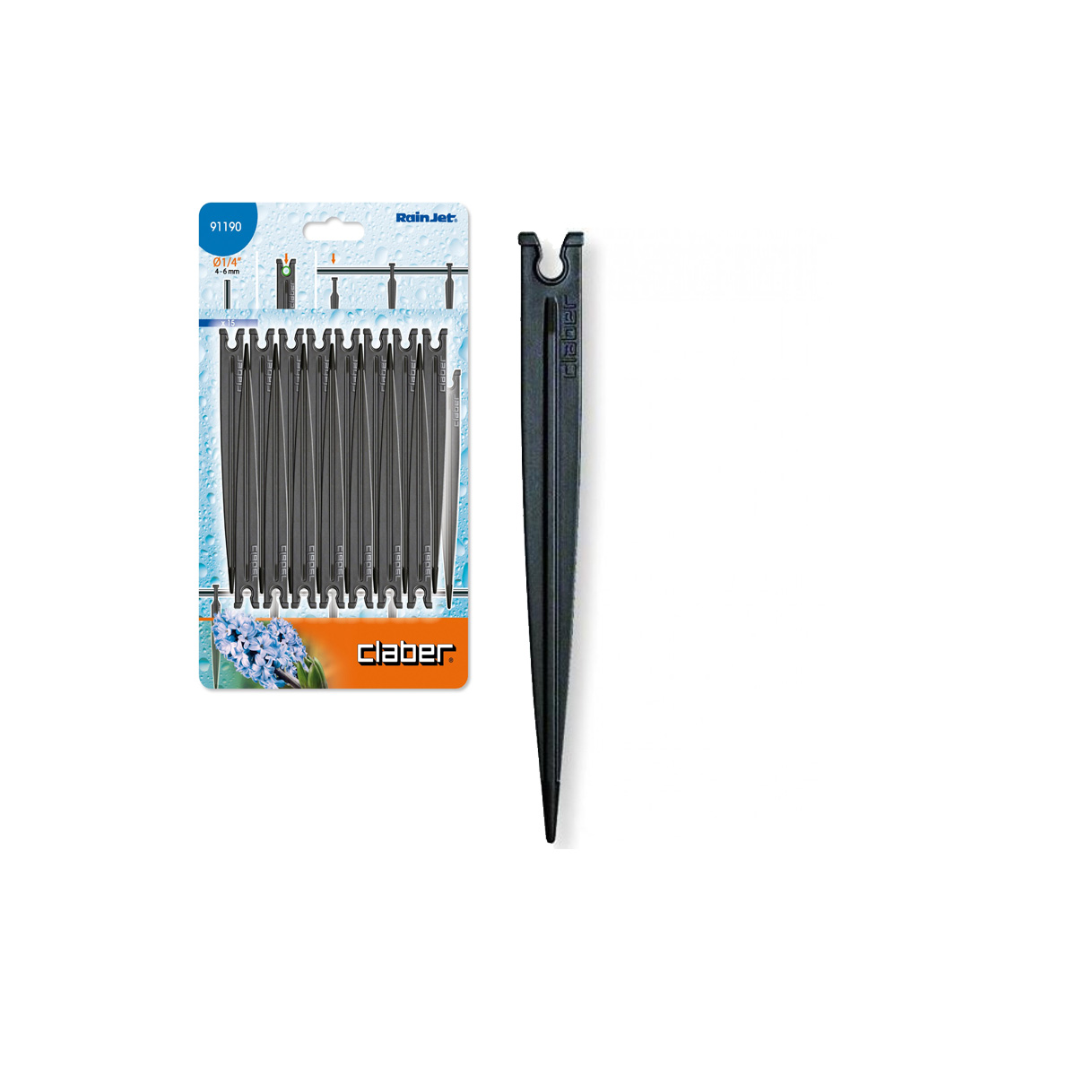 CLABER 91190 SUPPORT STAKE 1/4'' BLISTER 15 PCS