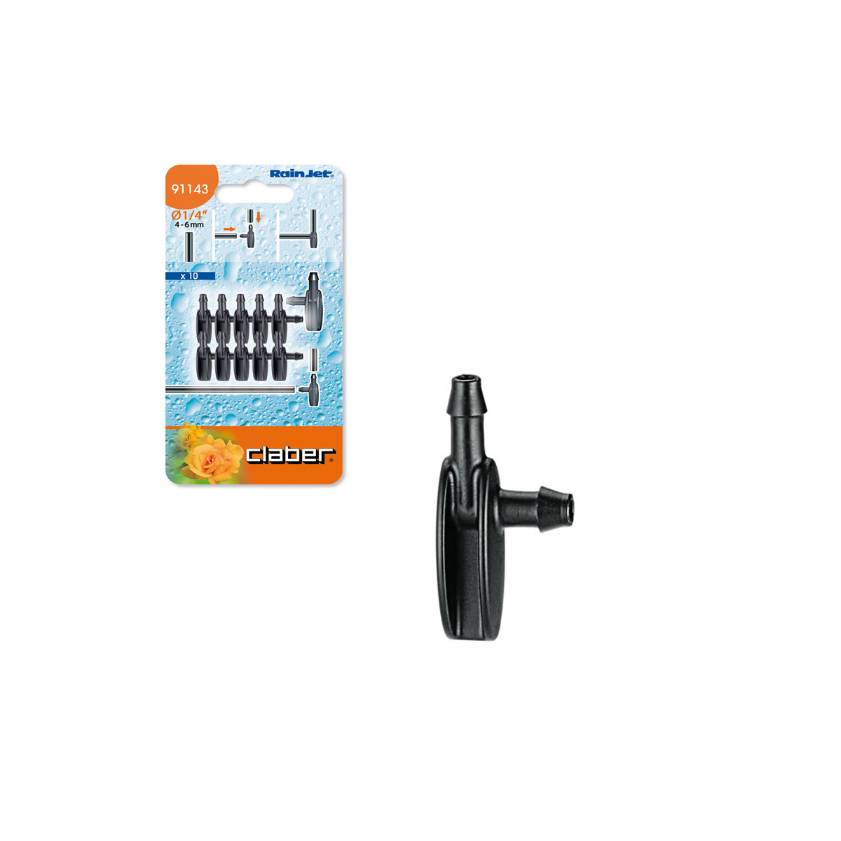 CLABER 91143 ELBOW 1/4'' BLISTER 10 PCS
