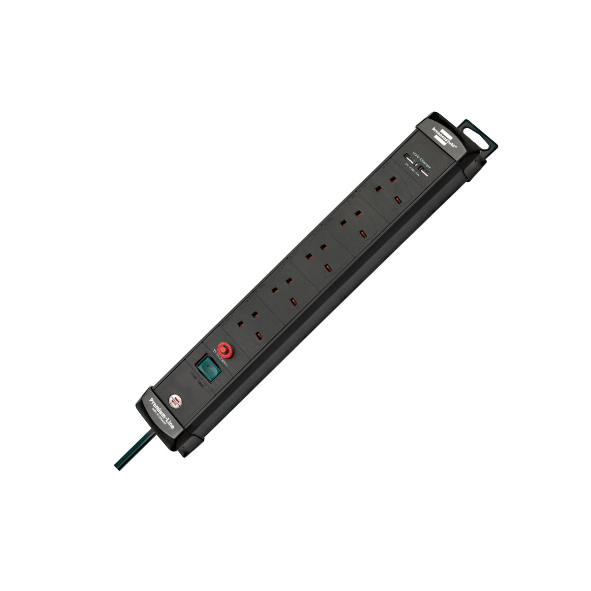 BRENNENSTUHL PREMIUM-LINE FB EXTENSION 5 SOCKETS +2 USB SAFETY FUSE BUTTON 3M BLACK
