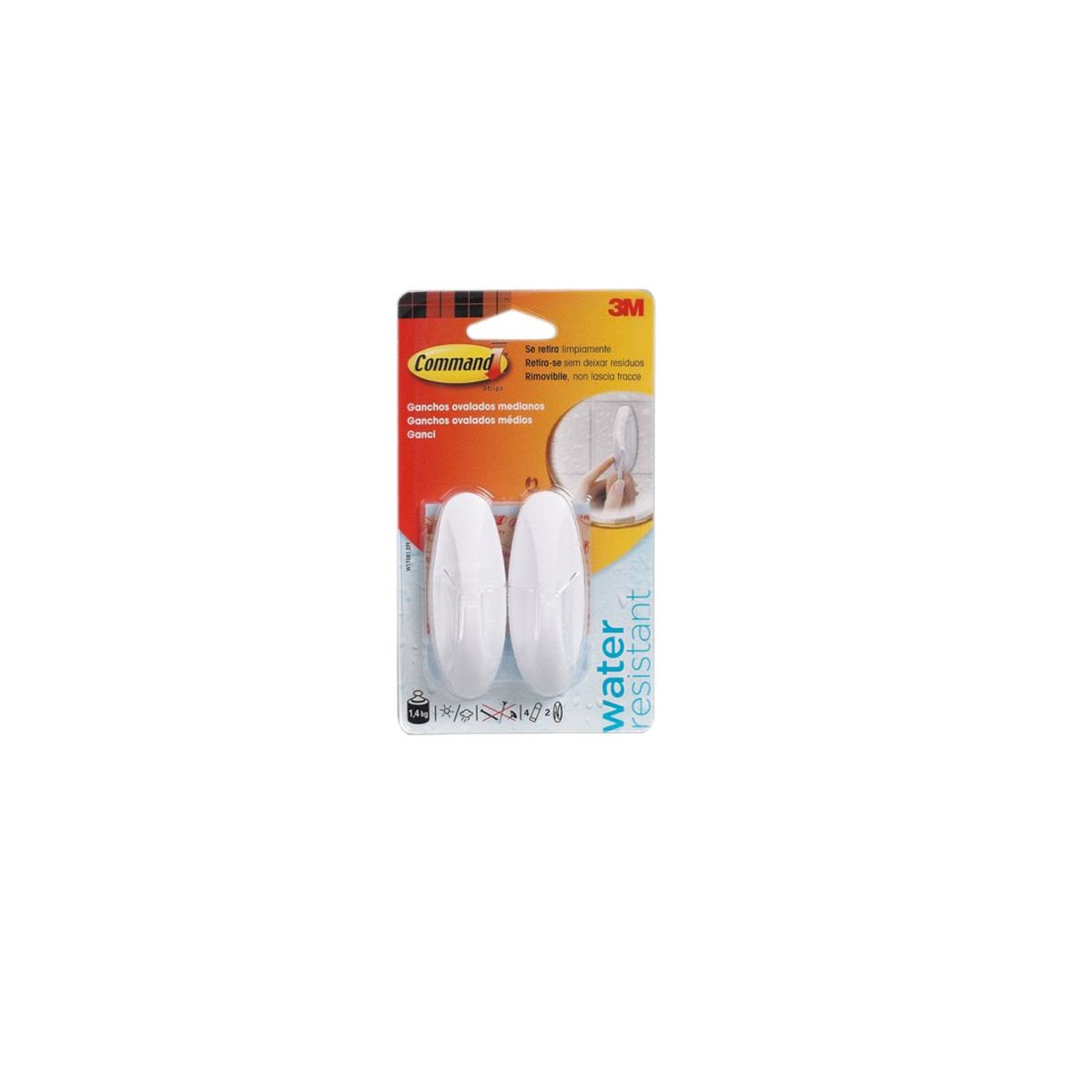 HANGER STICKERS 3M W17081 1.3KG PLASTIC. WHITE WATER RESISTANT 2PCS REMOVAL WITHOUT TRACE