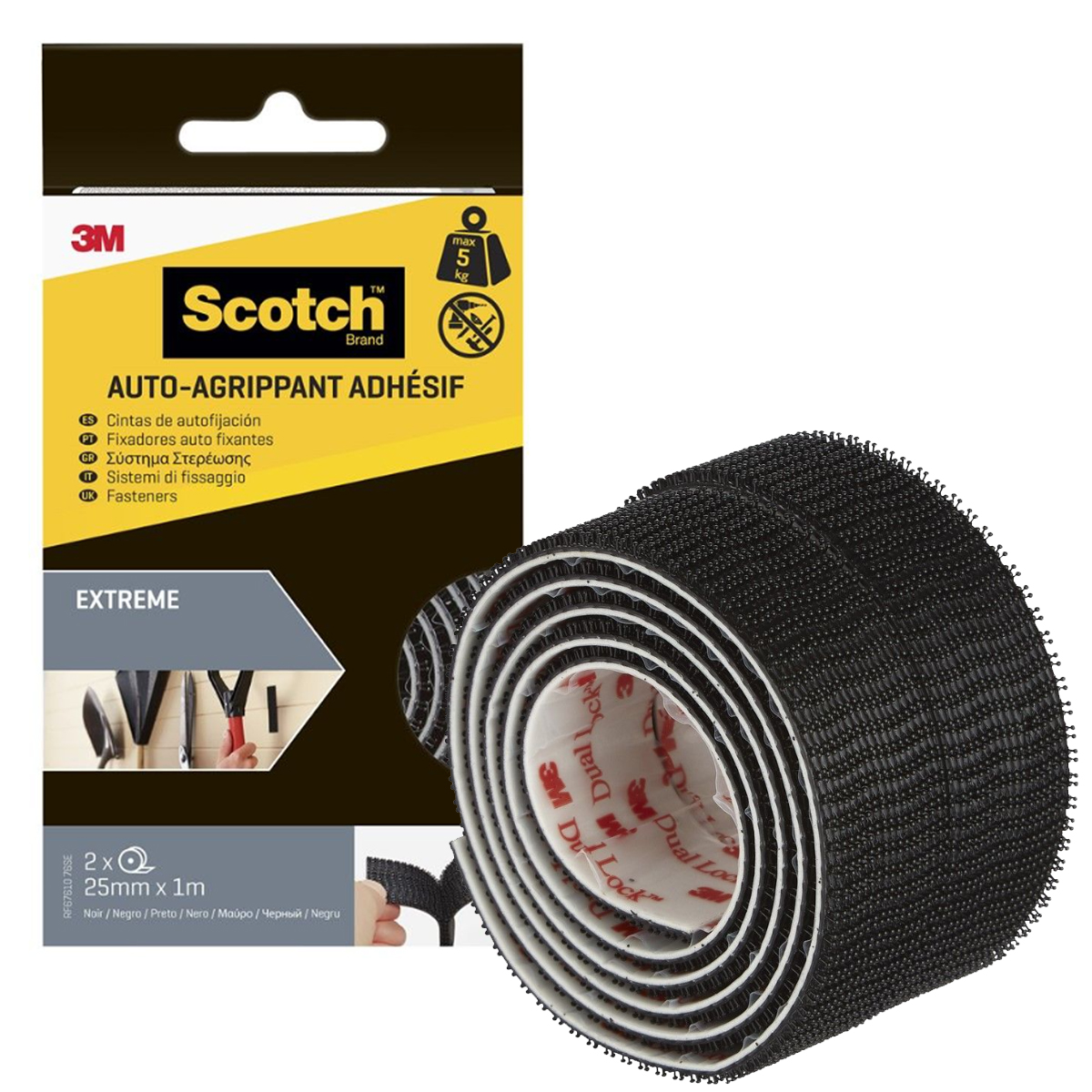 VELCRO SCOTCH EXTREME FASTENERS 25MMX1M P.2 BLACK
