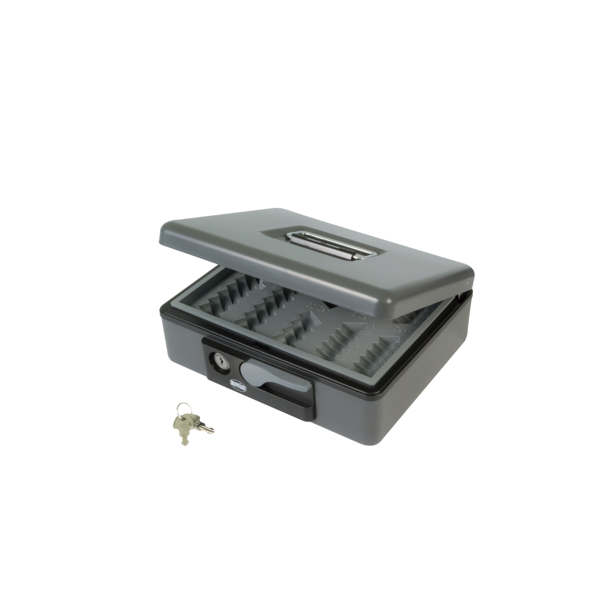 CASH WITH DIVIDERS AND LOCKS 16.5X12.5X8CM GRAY
