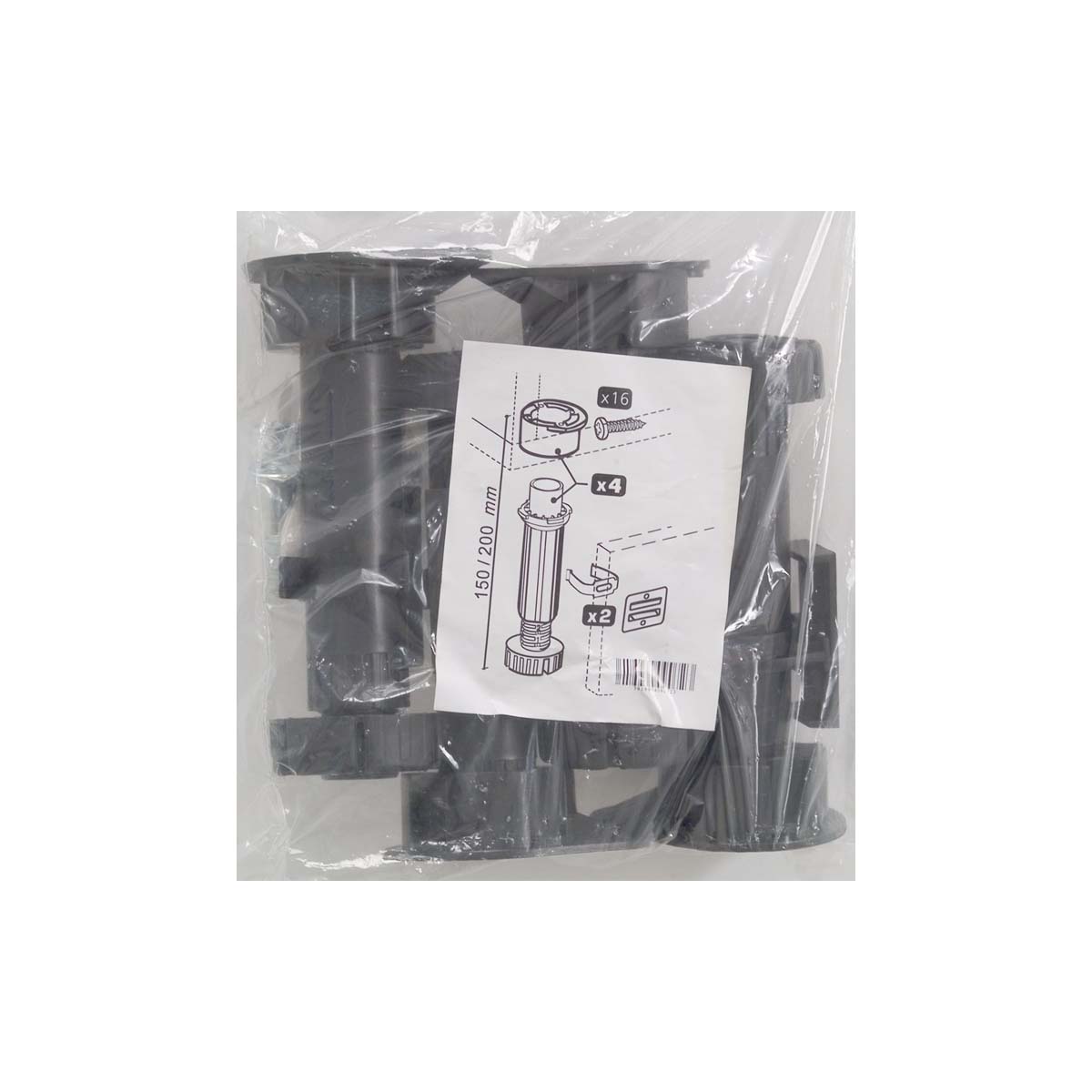 FURNITURE FOOT CYLINDRICAL 150-200ΧΦ25MM PLASTIC BLACK 4 PCS.