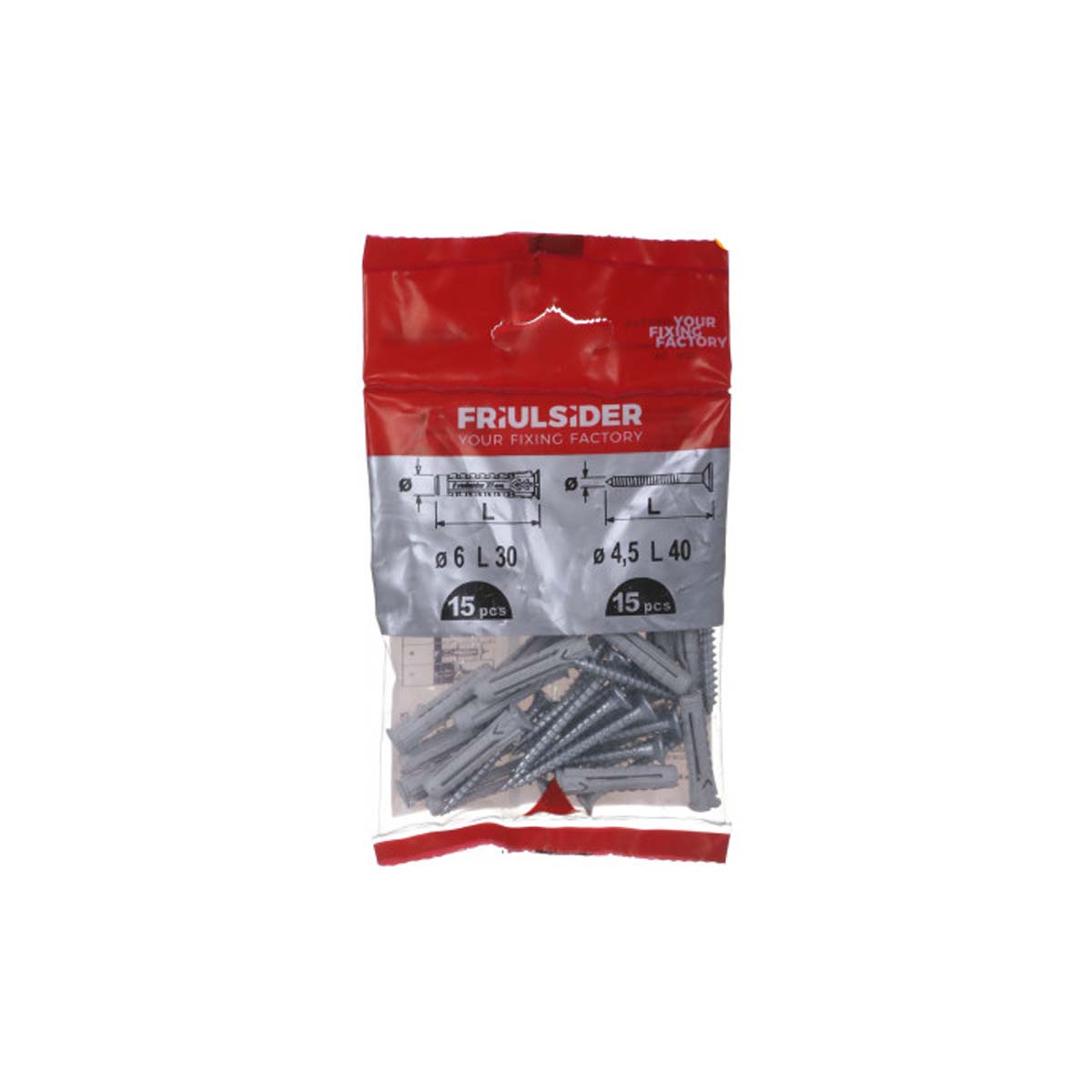 FRIULSIDER SCREW WITH DEPTH. HEAD 4,5Χ45MM WITH ROBLIX 8MM EUROBLISTER 10 PCS