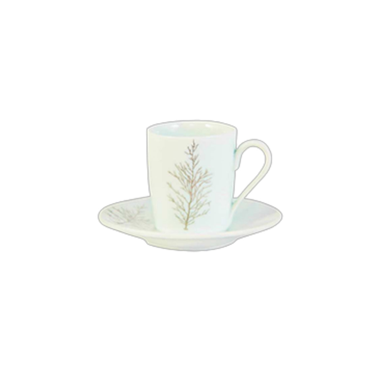 SET WHITE BROWN CUP WITH DESIGN 6PCS